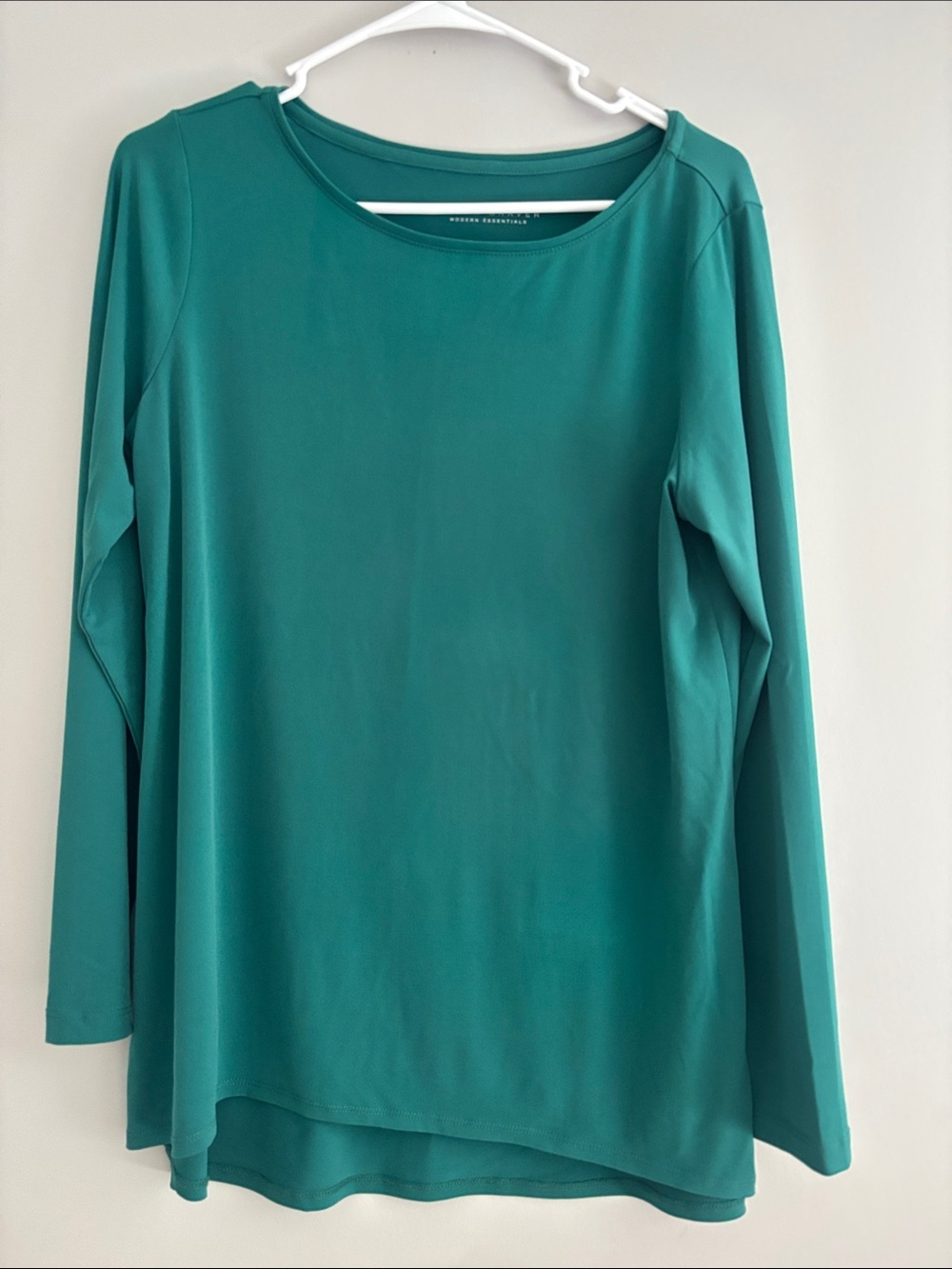 Susan Graver Teal Green Long Sleeve Crew Neck Top